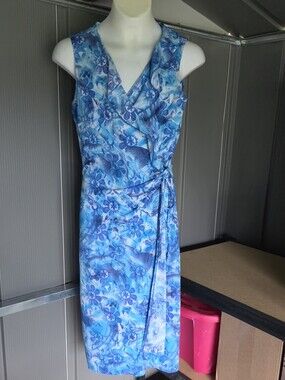 My Michelle Blue Floral Wrap-Style Midi Dress